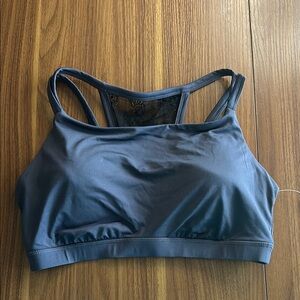 NWT Adore Me Gray w/ Black Lace Racerback Padded Sports Bra 🫧
